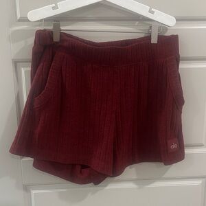 ALO Yoga Women's Deep Red Athletic Shorts, Large